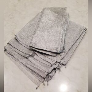4-20"square  silver napkins polyester and metallic with plastic beads trim